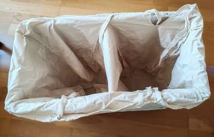 Photo of free White wicker 2 compartment linen bin with liner (Southsea PO4) #2