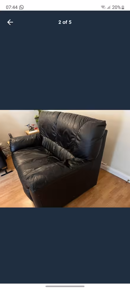 Photo of free To go by 19 June Black leather sofa (Angel N1) #3