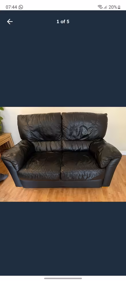 Photo of free To go by 19 June Black leather sofa (Angel N1) #1