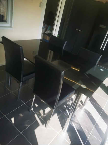Photo of free Black glass dining table and 4x chairs (CT10) #4