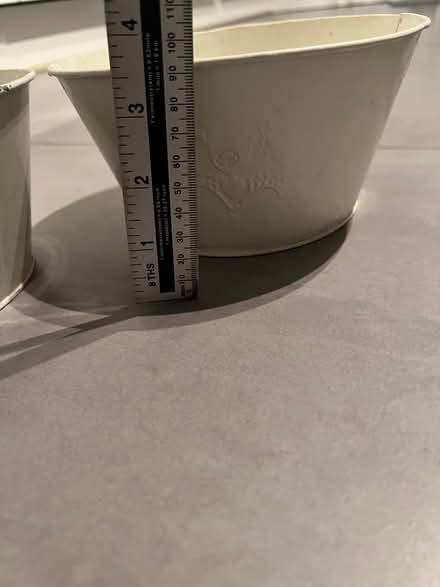 Photo of free Pair of plant pots, metal, cream (SE1) #4