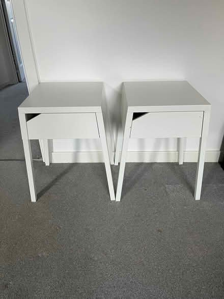 Photo of free Two IKEA bedside tables - metal, white (Gallows Bridge EX1) #1