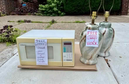 Photo of free CURB ALERT Microwave & Lamps (S. Lambert btwn Shunk & Porter) #1