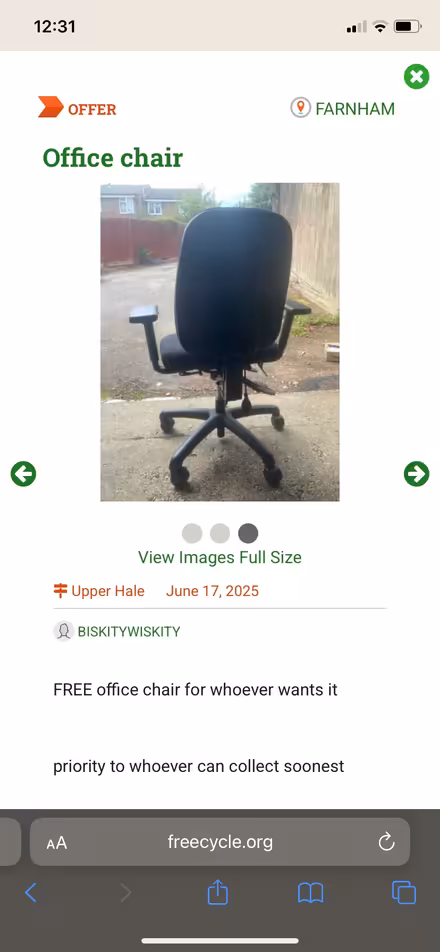 Photo of free Office chair (Farnham GU9) #1