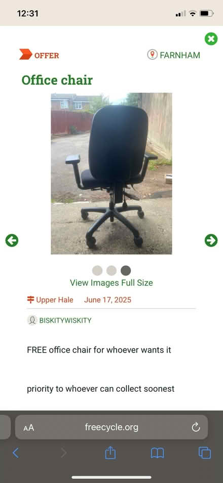 Photo of free Office chair (Farnham GU9) #1
