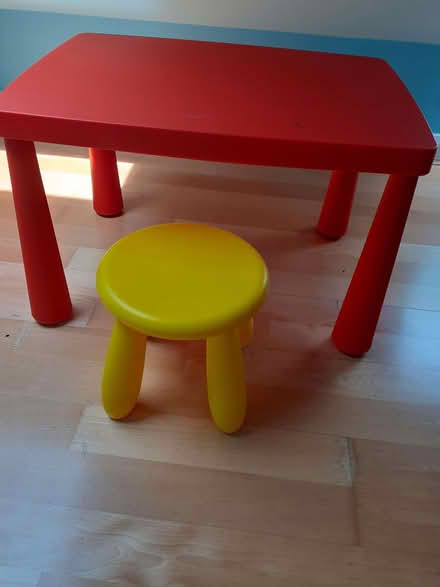 Photo of free Ikea child's plastic table and stool (Wandsworth Common SW12) #1