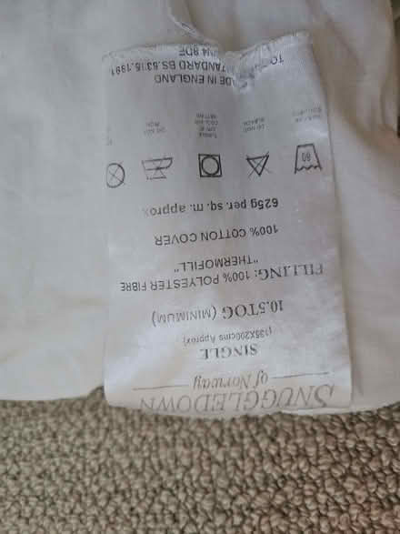 Photo of free Clean single duvet 10.5 tog (St Stephens AL3) #2