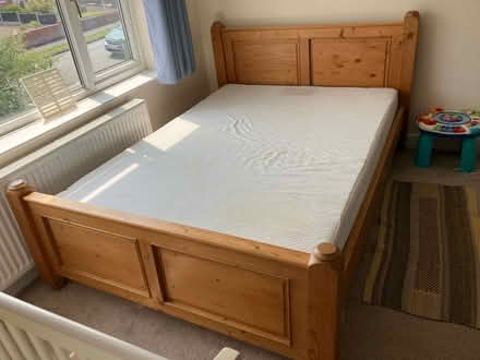 Photo of free Wooden bed frame and mattress (Shrewsbury) #1
