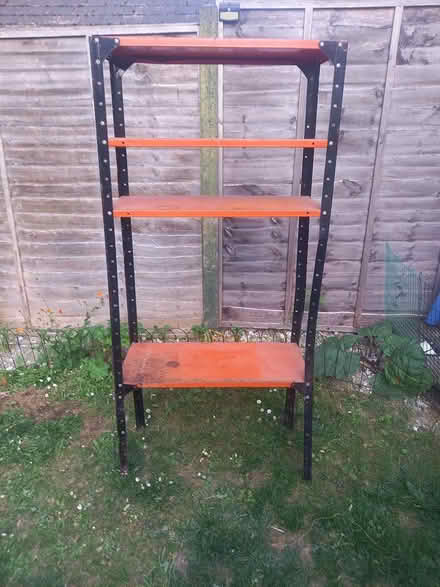 Photo of free Metal shelving unit (Lu6 1qd) #1