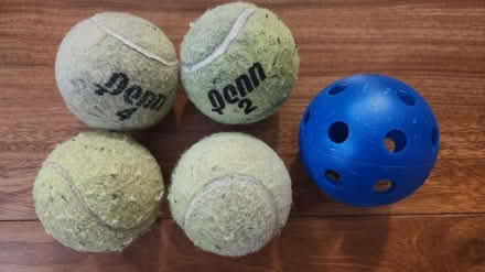 Photo of free 4 tennis balls, 1 wiffle ball (King Farm) #1