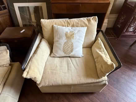 Photo of free Sofa Cotton with leather trim (Warden Hill GL51) #2