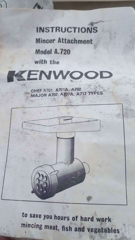 Photo of free Kenwood A720 Mincer attachment (HA9) #2