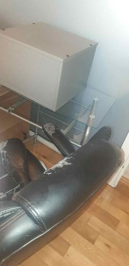 Photo of free 2 Office Desks, 1 Office Chair, 2 Draw Grey Office Storage (Springfield B11) #1