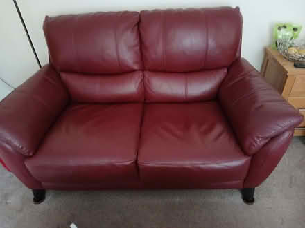 Photo of free Red leather 2 seater sofa (Beauchief S8) #1