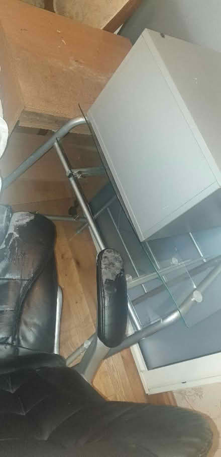 Photo of free 2 Office Desks, 1 Office Chair, 2 Draw Grey Office Storage (Springfield B11) #3