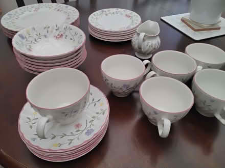 Photo of free Teaset with bowls and two sizes of plates plus small jug (Bordon GU35) #1
