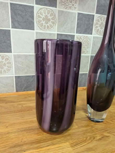 Photo of free Large 10 inch purple vase & Venitian glass bottle (Grangeway area NN10) #2