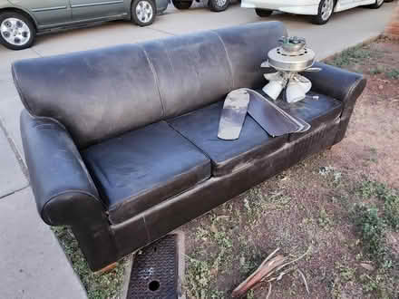 Photo of free Faux leather couch w/pull-out bed (43rd Ave & Union Hills) #1