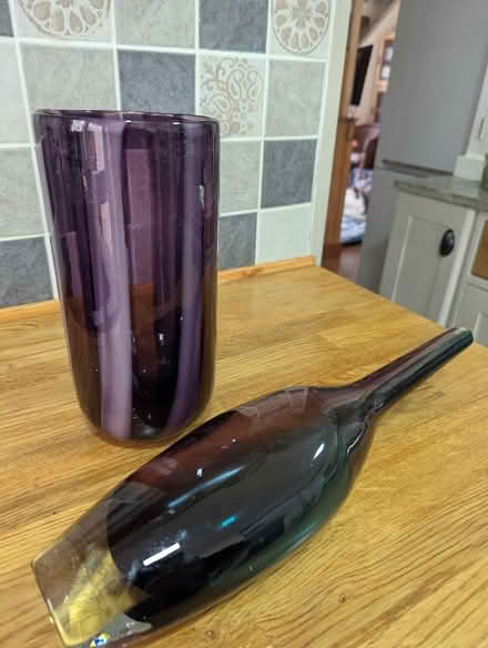 Photo of free Large 10 inch purple vase & Venitian glass bottle (Grangeway area NN10) #4