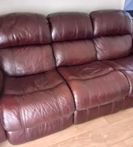 Photo of free Brown leather 3 seater (LS10) #1