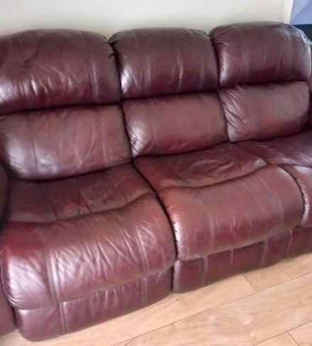 Photo of free Brown leather 3 seater (LS10) #1