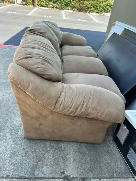 Photo of free Light-brown, velour-colored sofa (Valencia Avenue, Sunnyvale) #3
