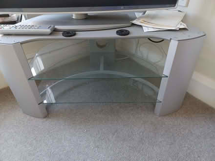 Photo of free glass/plastic corner TV table with shelf (Summertown OX2) #1