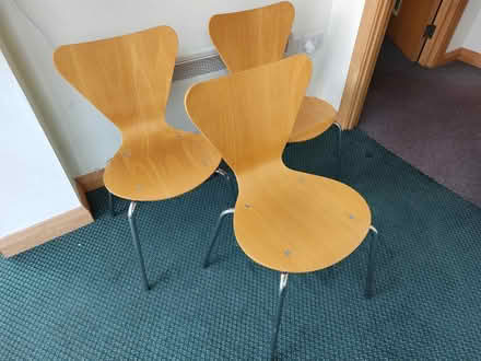 Photo of free 3x Wood chairs with steel legs (EX5) #1
