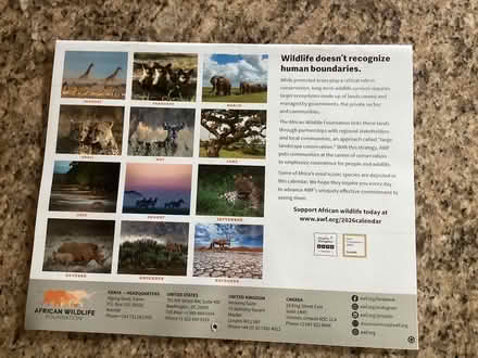 Photo of free 2026 Wall Calendar-African Wildlife (Laurel Avenue/Takolusa Dr.) #2