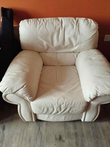 Photo of free One cream leather armchair (PA15 4UR) #1