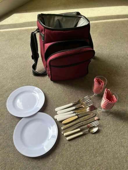 Photo of free insulated picnic bag w shoulder strap & small picnic set (Oxford-Freegle CGA OX2) #1