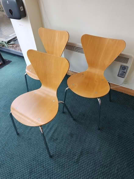 Photo of free 3x Wood chairs with steel legs (EX5) #2