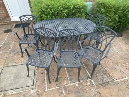 Photo of free Metal garden table & 5 chairs (Burghfield Common RG7) #1