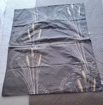 Photo of free 2 x matching pillow cases (grey, reed design) (Boughton Monchelsea ME17) #1
