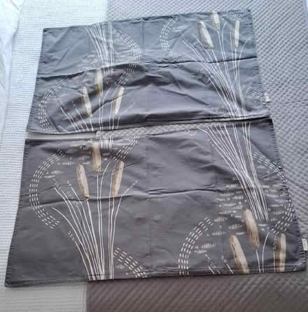Photo of free 2 x matching pillow cases (grey, reed design) (Boughton Monchelsea ME17) #1