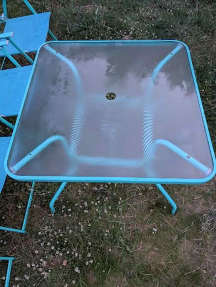 Photo of free Well worn garden table & 4 Chairs (Longworth, OX13) #1