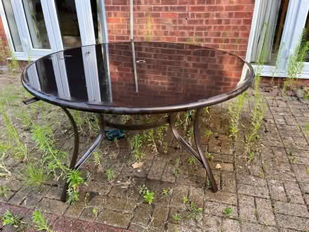 Photo of free Round garden table - glass top (Newport Pagnell, MK16) #1