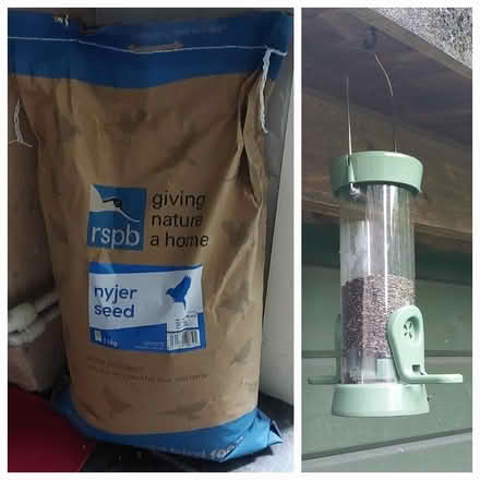 Photo of free Nyjer birdseed feeder and sack of seeds (Penrhyndeudraeth LL48) #1