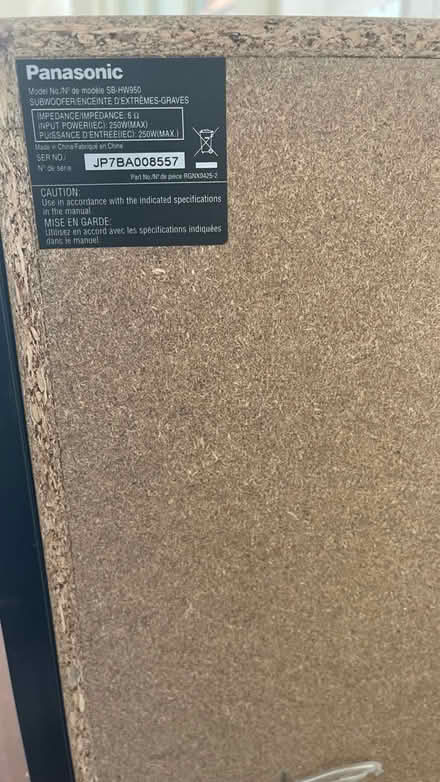 Photo of free Panasonic subwoofer (Bowie Highbridge) #3