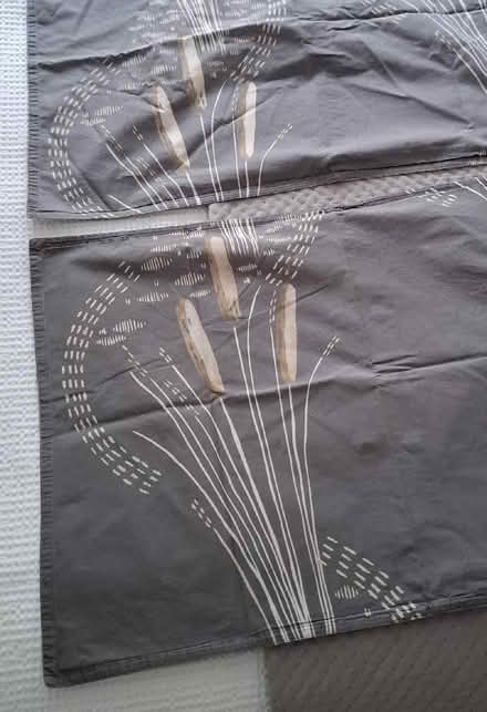Photo of free 2 x matching pillow cases (grey, reed design) (Boughton Monchelsea ME17) #2