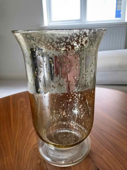 Photo of free Glass and gold colour hurricane lamp style candle holder (Thames Ditton KT8) #1
