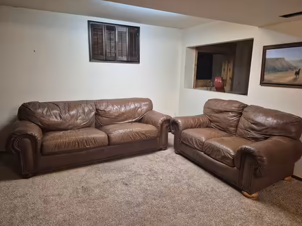 Photo of free leather hide-a-bed, loveseat (Castle Rock) #2