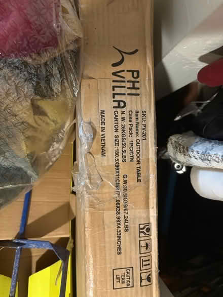 Photo of free Wooden outdoor table, new in box (Elkins Park Train Station) #1