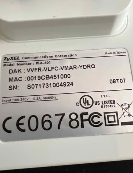 Photo of free Three ZyXEL PLA-401 Powerline Adapters (CT6) #2