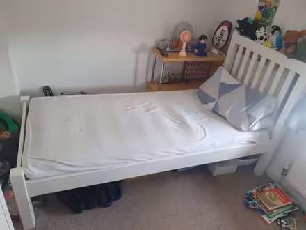 Photo of free Small child's single bed, mattress, protectors and sheets (Stamford PE9) #3
