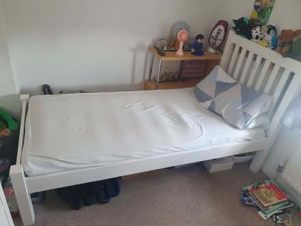 Photo of free Small child's single bed, mattress, protectors and sheets (Stamford PE9) #3