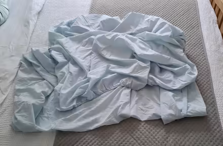 Photo of free Pale blue double fitted sheet (Boughton Monchelsea ME17) #1