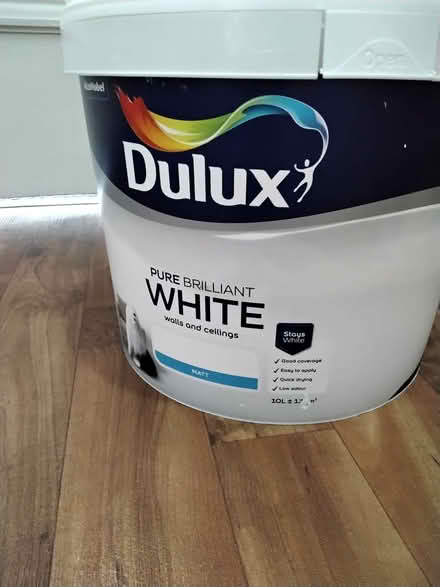 Photo of free Large 10L white Dulux matt paint, at least half left. (Allerton L18) #2