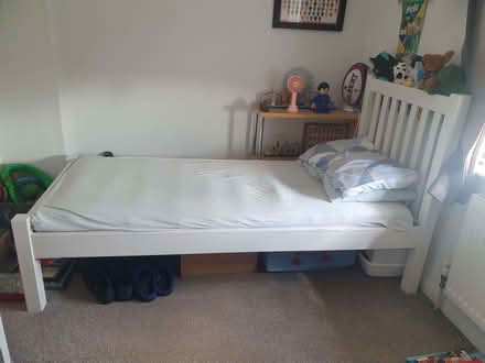 Photo of free Small child's single bed, mattress, protectors and sheets (Stamford PE9) #1