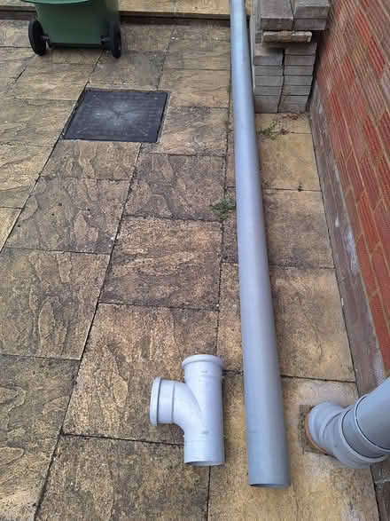 Photo of free Grey plastic down pipe and T piece (Katherine Drive, Dunstable) #1